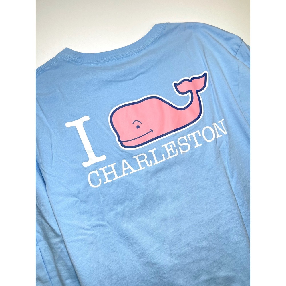Vineyard Vines Mens Medium Blue I Whale Charleston Long Sleeve Pocket T-Shirt
